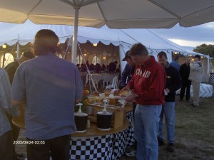 Guests enjoy the Shaws Catered BBQ buffet at the Barrie Speedway