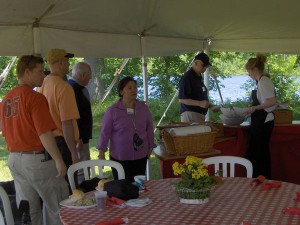 Guests gather at the float plane lunch