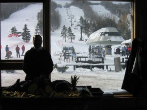 Ski lift from window of Osler Bluff Ski Club