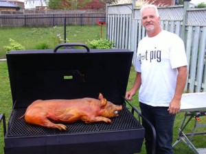 Mike with his DIY Roasted Pig