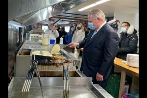 Premier Doug Ford flips pancakes at Shaw's Pancake House