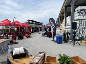 Vendors set up in the yard of Home Hardware Orillia