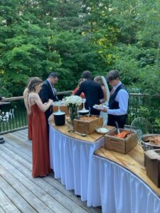 The wedding party enjoys a fabulous selection of sides on the bbq buffet