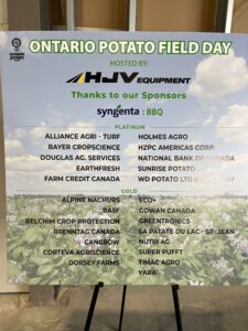 Poster naming the sponsors of the Ontario Potato Field Day