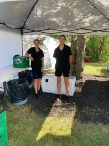 The Shaws Catering team enjoying the shade in the prep tent