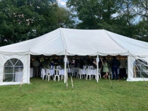 The wedding tent provided a wonderful place to mingle