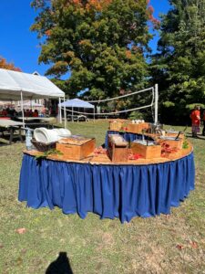The Shaws Catering buffet set up surrounded by games on a sunny September day