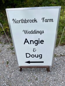 Sign for Angie and Doug's wedding