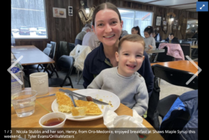 Nicola Stubbs and her son enjoy a pancake breakfast at Shaws Pancake House