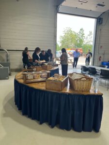 Staff enjoy the hot bbq buffet lunch at the Miller Waste Staff Appreciation Event
