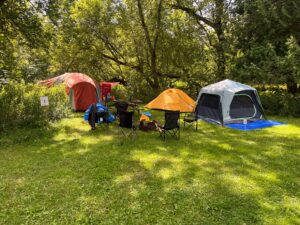 The property has a number of spacious campsites along the river