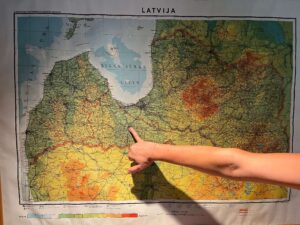 Oria shows us where she was born in Latvia.