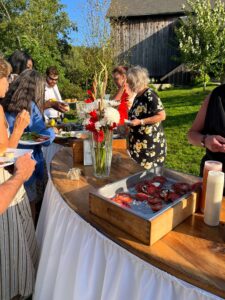 Shaws Catering was pleased to provide a bbq buffet of slow roasted pig, vegetarian pasta, baby potatoes, Caesar salad, caprese salad, and fresh corn on the cob