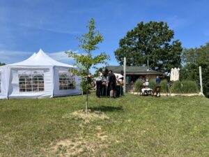 Tent set up near cabin at Glen Oro Farm