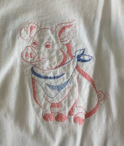 Image of a pig on a tshirt celebrating Gary's 1996 pig roast